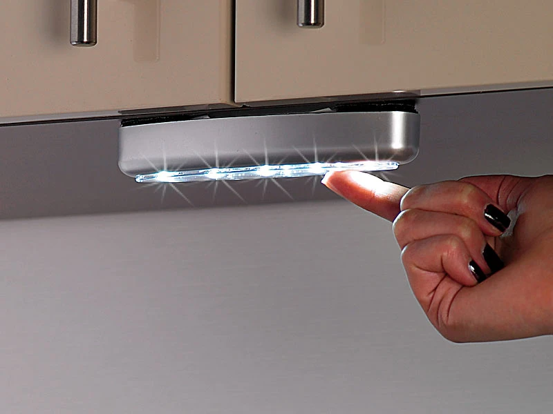 Lunartec Batterielampen:Stick-&-Push-Light "Silver Giant" Mit 5 Hellen LEDs 7 Lunartec Batterielampen:Stick-&-Push-Light "Silver Giant" Mit 5 Hellen LEDs – Bild 5