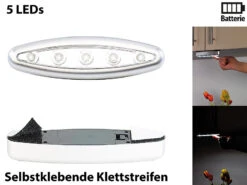 Lunartec Batterielampen:Stick-&-Push-Light "Silver Giant" Mit 5 Hellen LEDs