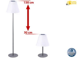 Lunartec Stehlampe Ohne Kabel:Kabellose Solar-LED-Tisch- & Stehleuchte, 1,6 W, 50 Lm, IP44