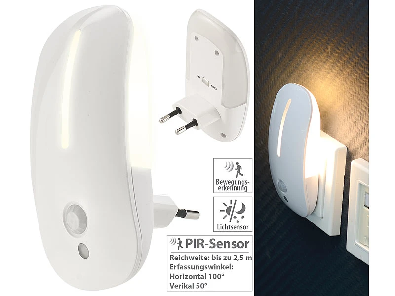 Lunartec Steckdosenlicht:LED-Steckdosen-Nachtlicht Mit Bewegungsmelder & Dämmerungs-Sensor 3 Lunartec Steckdosenlicht:LED-Steckdosen-Nachtlicht Mit Bewegungsmelder & Dämmerungs-Sensor