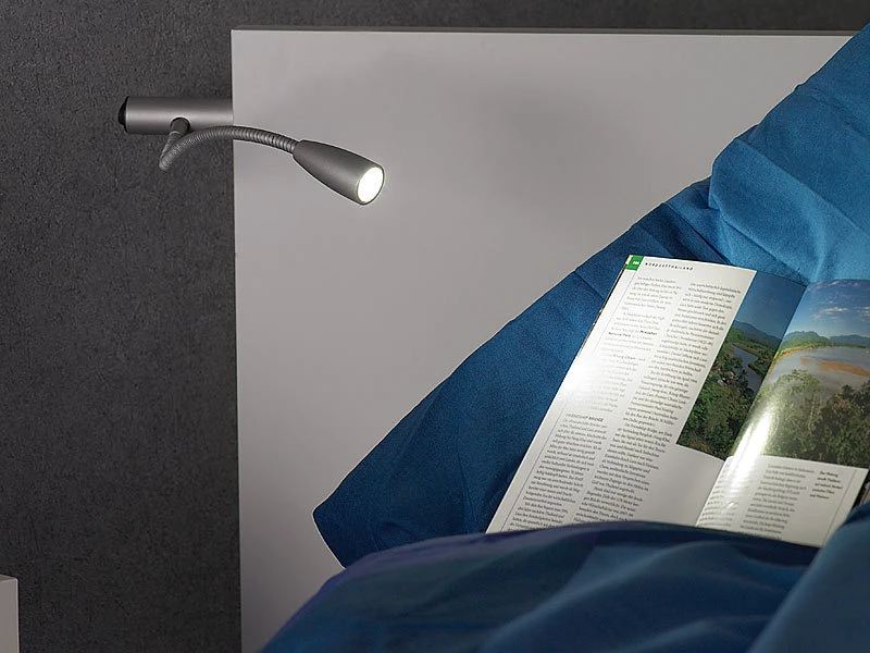 Lunartec Schwanenhalslampe LED:Ultrahelle LED-Lampe Mit Metall-Schwanenhals Für Bettbefestigung 3 Lunartec Schwanenhalslampe LED:Ultrahelle LED-Lampe Mit Metall-Schwanenhals Für Bettbefestigung