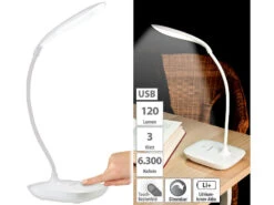 PEARL Akku Tischleuchte:2er-Set Schwanenhals-Schreibtischleuchten, 3-Watt-COB-LED & Akku, USB -Lunartec Shop nc5829 5