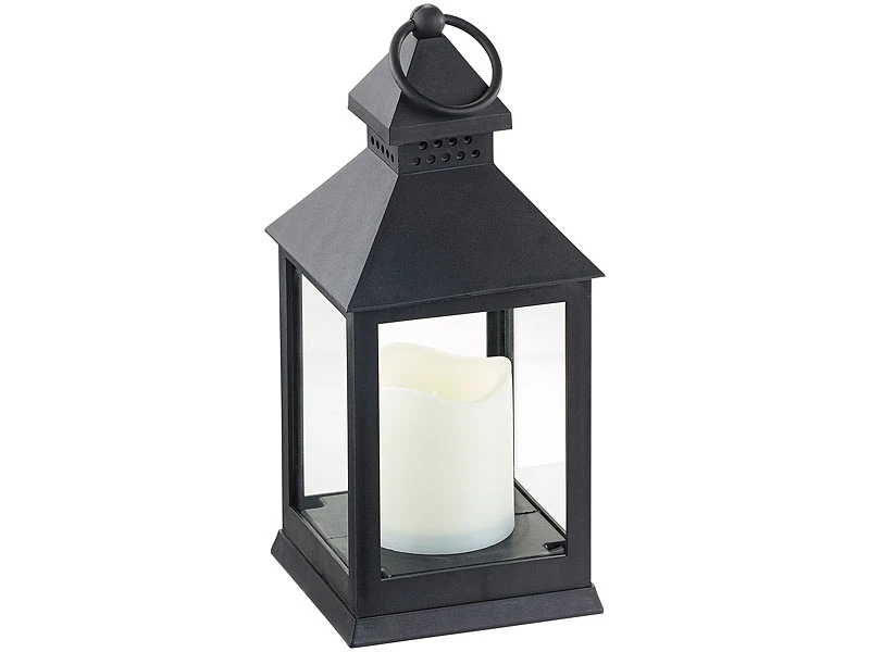 Lunartec Grablaterne:Laterne Mit Flackernder LED-Kerze Und Timer, Batteriebetrieb, Schwarz 6 Lunartec Grablaterne:Laterne Mit Flackernder LED-Kerze Und Timer, Batteriebetrieb, Schwarz – Bild 4