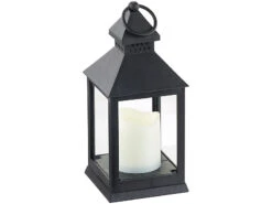 Lunartec Garten Deko:4er Pack Laterne Mit Flackernder LED-Kerze Und Timer, Batteriebetrieb -Lunartec Shop nc5850 0 3