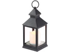 Lunartec Garten Deko:4er Pack Laterne Mit Flackernder LED-Kerze Und Timer, Batteriebetrieb -Lunartec Shop nc5850 2 3