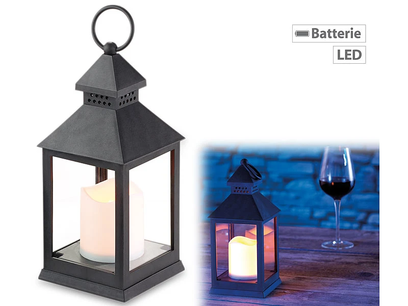 Lunartec Grablaternen:2er Pack Laterne Mit Flackernder LED-Kerze Und Timer, Batteriebetrieb 6 Lunartec Grablaternen:2er Pack Laterne Mit Flackernder LED-Kerze Und Timer, Batteriebetrieb – Bild 4