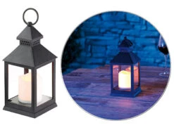 Lunartec Garten Deko:4er Pack Laterne Mit Flackernder LED-Kerze Und Timer, Batteriebetrieb -Lunartec Shop nc5850 6 2