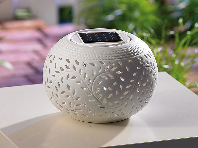 Lunartec Solar Tischleuchte:Solar-Dekoleuchte Aus Porzellan Mit Farbwechsler + Weißer LED 9 Lunartec Solar Tischleuchte:Solar-Dekoleuchte Aus Porzellan Mit Farbwechsler + Weißer LED – Bild 7