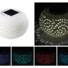 Lunartec Solar Tischleuchte:Solar-Dekoleuchte Aus Porzellan Mit Farbwechsler + Weißer LED