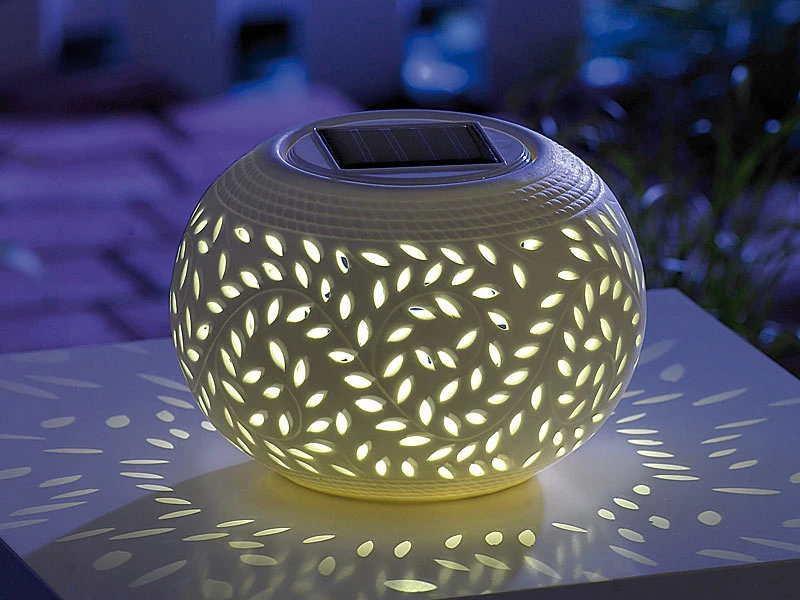 Lunartec Solar Tischleuchte:Solar-Dekoleuchte Aus Porzellan Mit Farbwechsler + Weißer LED 7 Lunartec Solar Tischleuchte:Solar-Dekoleuchte Aus Porzellan Mit Farbwechsler + Weißer LED – Bild 5
