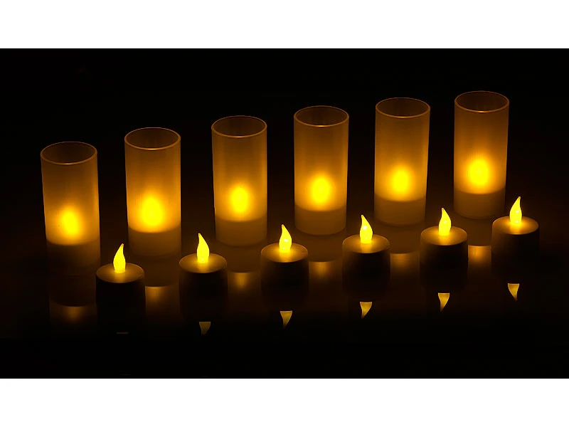 Lunartec Aufladbare Kerzen:12 Akku-LED-Teelichter Mit Acryl-Dekogläsern Und Ladestation 4 Lunartec Aufladbare Kerzen:12 Akku-LED-Teelichter Mit Acryl-Dekogläsern Und Ladestation – Bild 2
