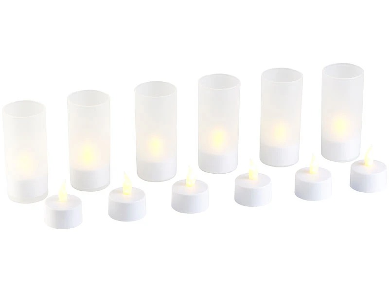 Lunartec Aufladbare Kerzen:12 Akku-LED-Teelichter Mit Acryl-Dekogläsern Und Ladestation 5 Lunartec Aufladbare Kerzen:12 Akku-LED-Teelichter Mit Acryl-Dekogläsern Und Ladestation – Bild 3