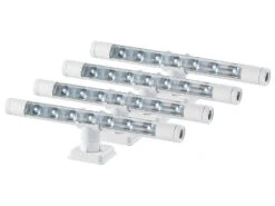 Lunartec LED Kabellos Leiste:Flexible Warmweiße 4in1-LED-Unterbauleuchte, Weiß, 4er-Set