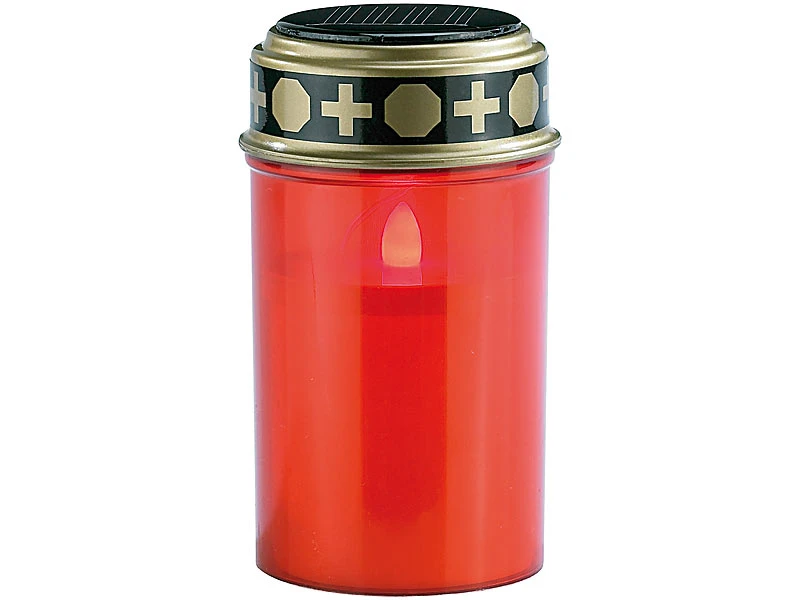 PEARL Grabkerzen:2er-Set Solar-LED-Grablichter Mit Dauerlicht, Rot 8 PEARL Grabkerzen:2er-Set Solar-LED-Grablichter Mit Dauerlicht, Rot – Bild 6