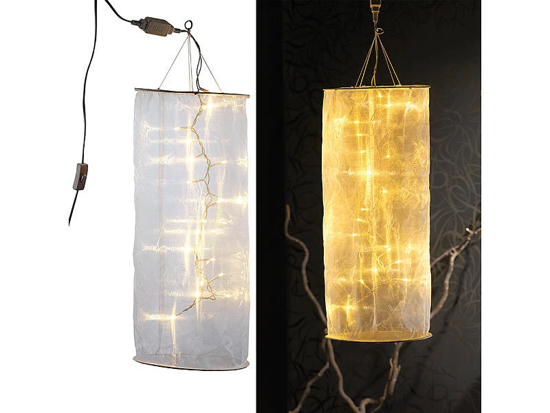 Lunartec Lampions:Organza-Lichterschlauch-Skulptur Mit 20 LEDs, 60 Cm 3 Lunartec Lampions:Organza-Lichterschlauch-Skulptur Mit 20 LEDs, 60 Cm