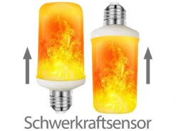 Luminea Flammenlampe:4er-Set LED-Lampen Mit Flammeneffekt, 3 Beleuchtungs-Modi, E27, 2 W -Lunartec Shop nc7666 11