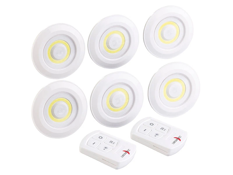 Lunartec Schranklicht:6er-Set Superhelle COB-LED-Unterbauleuchten, Timer, 120lm, Erweiterbar 4 Lunartec Schranklicht:6er-Set Superhelle COB-LED-Unterbauleuchten, Timer, 120lm, Erweiterbar – Bild 2