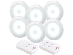 Lunartec Schranklicht:6er-Set Superhelle COB-LED-Unterbauleuchten, Timer, 120lm, Erweiterbar