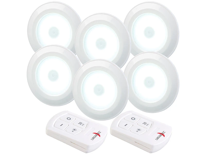 Lunartec Schranklicht:6er-Set Superhelle COB-LED-Unterbauleuchten, Timer, 120lm, Erweiterbar 3 Lunartec Schranklicht:6er-Set Superhelle COB-LED-Unterbauleuchten, Timer, 120lm, Erweiterbar