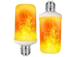 Luminea Flammen Birne:2er-Set LED-Lampen Mit Flammeneffekt, 3 Beleuchtungs-Modi, E27, 2 W -Lunartec Shop nc7779 0 1