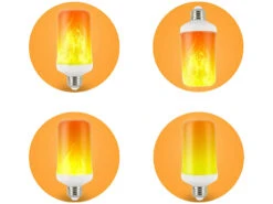 Luminea Flammen Birne:2er-Set LED-Lampen Mit Flammeneffekt, 3 Beleuchtungs-Modi, E27, 2 W -Lunartec Shop nc7779 7 1