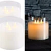 Britesta LED Kerze 3 Flammig:2er-Set LED-Echtwachs-Kerzen Im Windglas Mit 3 Beweglichen Flammen 2 Britesta LED Kerze 3 Flammig:2er-Set LED-Echtwachs-Kerzen Im Windglas Mit 3 Beweglichen Flammen -Lunartec Shop nc7810 7