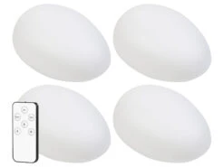 Lunartec Solarleuchte Deko Garten:4er-Set Solar-LED-Dekosteine Mit Fernbedienung, RGB+W, IP44, 32 Cm -Lunartec Shop nc7827 14