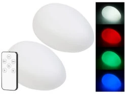Lunartec Leuchtende Steine:2er-Set Solar-LED-Dekosteine Mit Fernbedienung, RGB+W, IP44, 32 Cm -Lunartec Shop nc7828 13