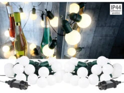 Lunartec Lichterkette Glühbirnen:2er-Set LED-Lichterkette Mit Je 20 Lämpchen, 1,2 W, Warmweiß, IP44