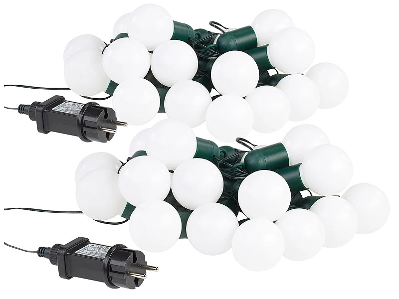 Lunartec Lichterkette Glühbirnen:2er-Set LED-Lichterkette Mit Je 20 Lämpchen, 1,2 W, Warmweiß, IP44 5 Lunartec Lichterkette Glühbirnen:2er-Set LED-Lichterkette Mit Je 20 Lämpchen, 1,2 W, Warmweiß, IP44 – Bild 3