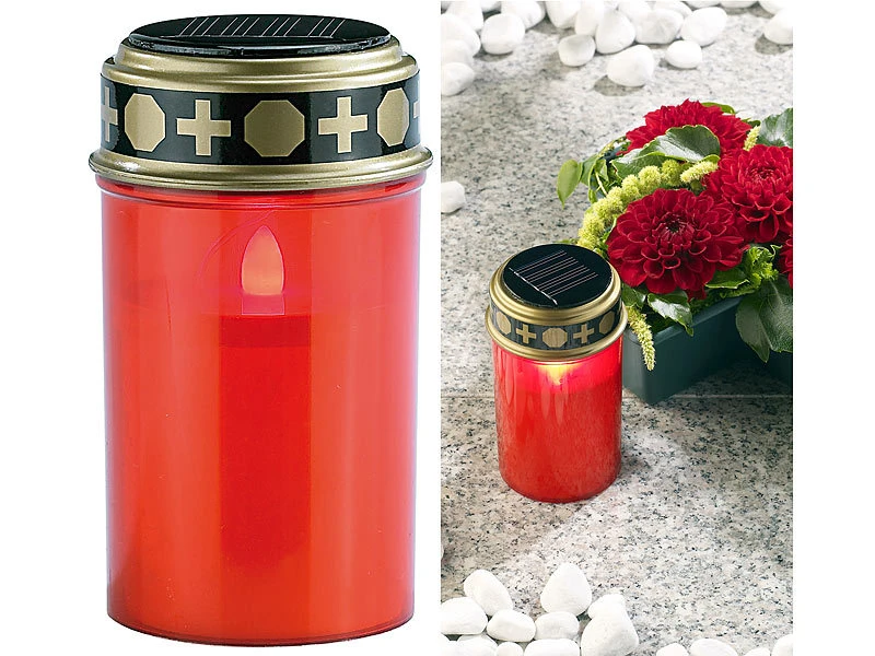 PEARL Grableuchte:Solar-LED-Grablicht Mit Dauerlicht, Rot 4 PEARL Grableuchte:Solar-LED-Grablicht Mit Dauerlicht, Rot – Bild 2