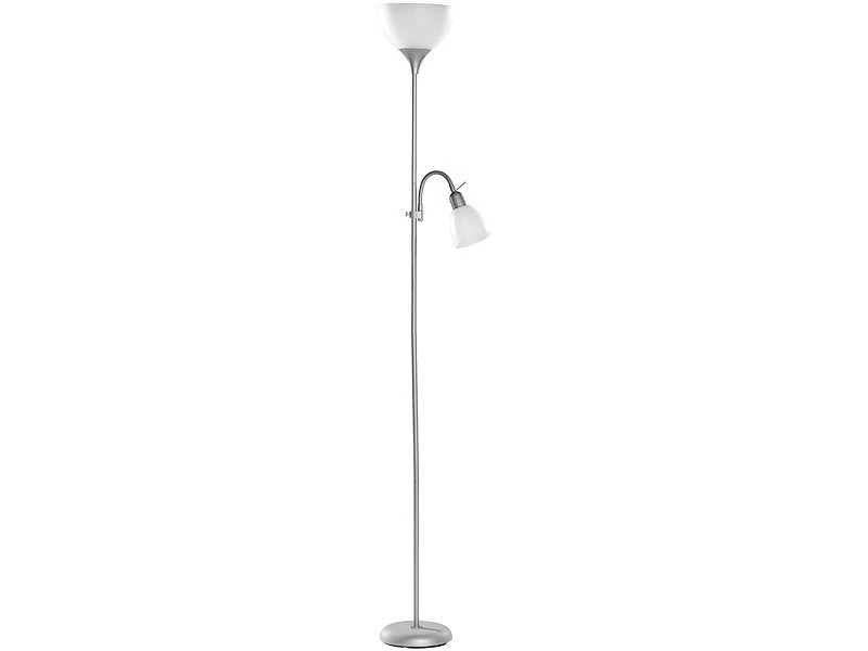 Lunartec Stehlampe Deckenfluter:Deckenfluter Mit Leseleuchte, Silber/Weiß, E27/E14 (Versandrückläufer) 3 Lunartec Stehlampe Deckenfluter:Deckenfluter Mit Leseleuchte, Silber/Weiß, E27/E14 (Versandrückläufer)