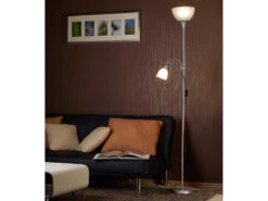 Lunartec Stehlampe E27:Deckenfluter Mit Leseleuchte, Silber/Weiß, E27/E14 -Lunartec Shop nc9074 1