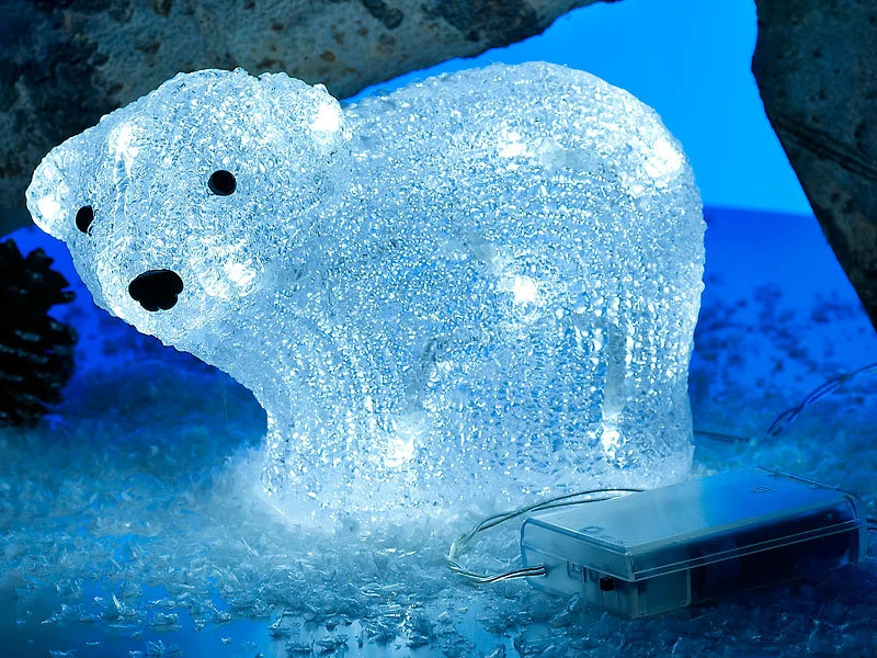 Lunartec LED-Dekofiguren:Leuchtender Acryl-Eisbär "Klaas" Mit 20 LEDs 3 Lunartec LED-Dekofiguren:Leuchtender Acryl-Eisbär "Klaas" Mit 20 LEDs