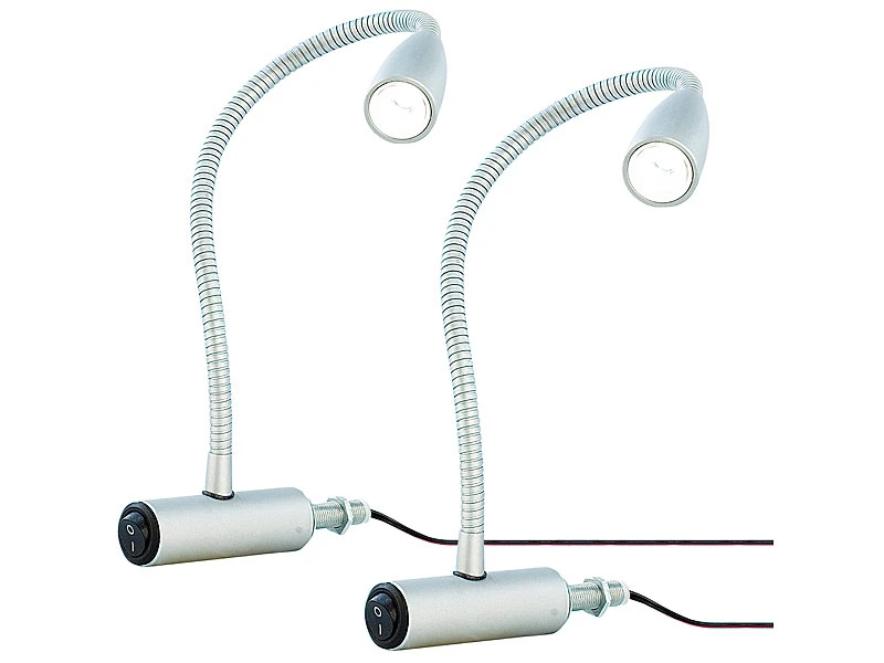 Lunartec Bettleuchten:2er Pack Ultrahelle LED-Lampe Mit Metall-Schwanenhals Für Bettbefest. 3 Lunartec Bettleuchten:2er Pack Ultrahelle LED-Lampe Mit Metall-Schwanenhals Für Bettbefest.