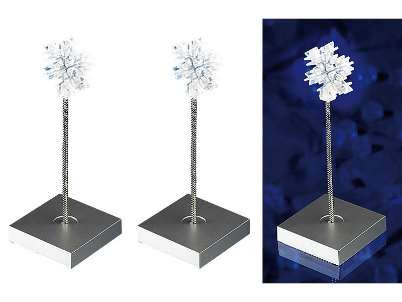 Lunartec LED-Dekoleuchte Kabellos:2er-Set LED-Dekoleuchten "Eiskristall", Weiße LED, Batteriebetrieben 3 Lunartec LED-Dekoleuchte Kabellos:2er-Set LED-Dekoleuchten "Eiskristall", Weiße LED, Batteriebetrieben