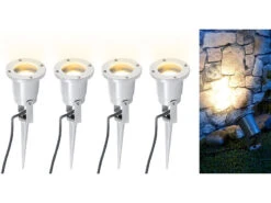 Luminea Pflanzenbeleuchtung:4er-Set Indoor-Pflanzenstrahler, Einflammig, GU10, Grau, 1,5 M Kabel X