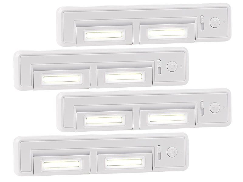 Lunartec Schrankleuchten:4er-Set Schrank-Unterbau-Leuchten COB, 2 Watt, 80 Lumen 3 Lunartec Schrankleuchten:4er-Set Schrank-Unterbau-Leuchten COB, 2 Watt, 80 Lumen