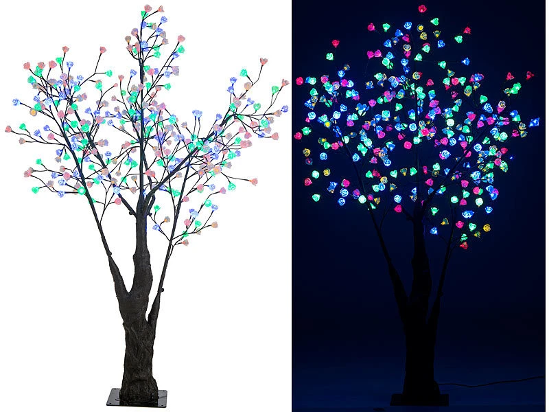 Luminea LED Kirschblütenbaum:LED-Deko-Kirschbaum, 336 Farbig Beleuchtete Blüten, 180 Cm, IP44 3 Luminea LED Kirschblütenbaum:LED-Deko-Kirschbaum, 336 Farbig Beleuchtete Blüten, 180 Cm, IP44