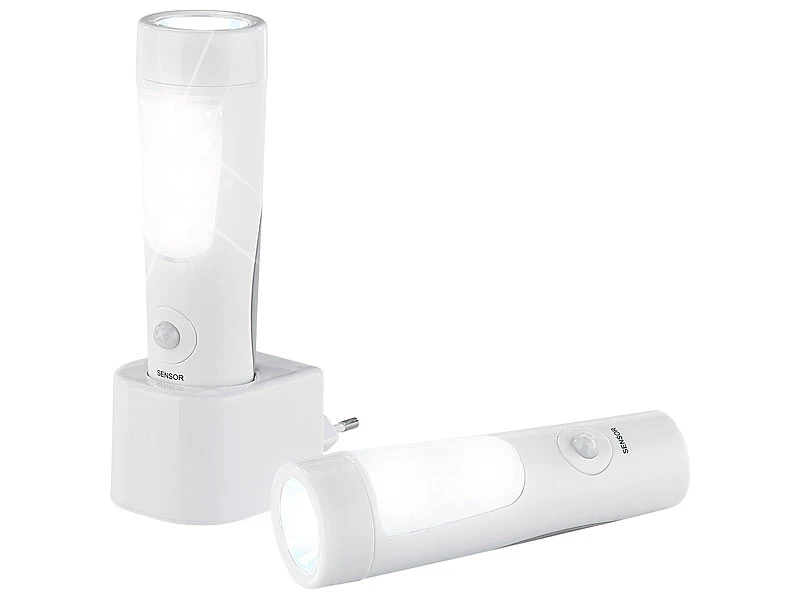 Lunartec Taschenlampe:2er-Set Nacht- & Hand-Leuchten Mit Akku, Dämmerungs- & Bewegungssensor 5 Lunartec Taschenlampe:2er-Set Nacht- & Hand-Leuchten Mit Akku, Dämmerungs- & Bewegungssensor – Bild 3