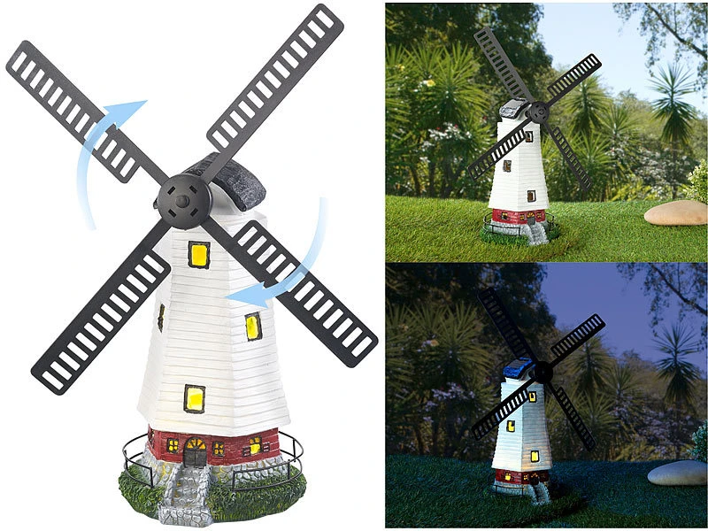 Lunartec Windrad Solar Garten:Solar-Deko-Windmühle Mit Drehendem Windrad & LED-Licht, 8-Stunden-Akku 4 Lunartec Windrad Solar Garten:Solar-Deko-Windmühle Mit Drehendem Windrad & LED-Licht, 8-Stunden-Akku – Bild 2