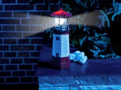 Lunartec Leuchtturm Garten:Solar-Deko-Leuchtturm Mit LED-Licht & Drehendem Reflektor, 6-Std.-Akku -Lunartec Shop nx1522 0 1