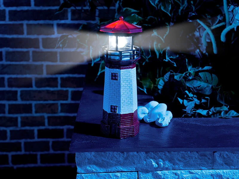 Lunartec Miniatur Leuchtturm:2er-Set Solar-Deko-Leuchttürme Mit LED-Licht & Drehendem Reflektor 11 Lunartec Miniatur Leuchtturm:2er-Set Solar-Deko-Leuchttürme Mit LED-Licht & Drehendem Reflektor – Bild 9