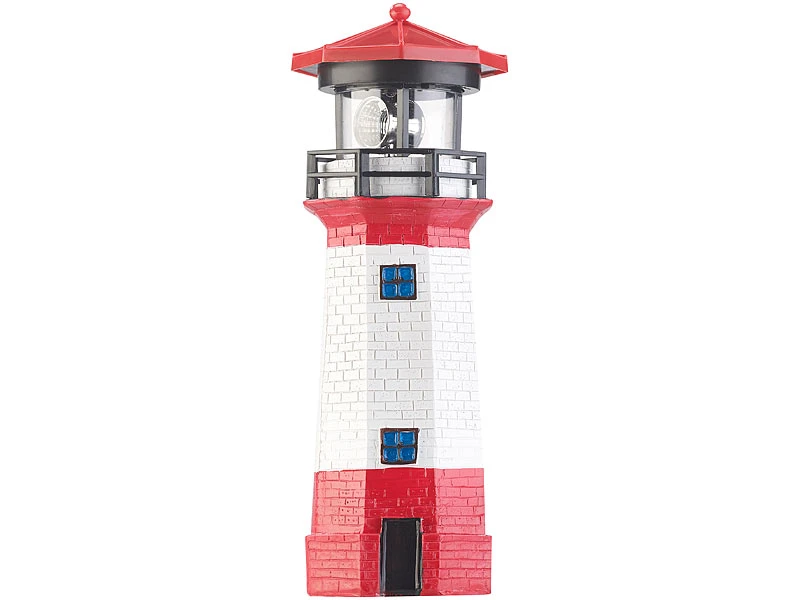 Lunartec Miniatur Leuchtturm:2er-Set Solar-Deko-Leuchttürme Mit LED-Licht & Drehendem Reflektor 10 Lunartec Miniatur Leuchtturm:2er-Set Solar-Deko-Leuchttürme Mit LED-Licht & Drehendem Reflektor – Bild 8