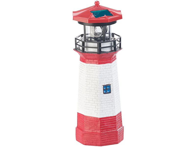 Lunartec Miniatur Leuchtturm:2er-Set Solar-Deko-Leuchttürme Mit LED-Licht & Drehendem Reflektor 8 Lunartec Miniatur Leuchtturm:2er-Set Solar-Deko-Leuchttürme Mit LED-Licht & Drehendem Reflektor – Bild 6