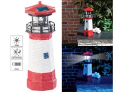 Lunartec Leuchtturm Garten:Solar-Deko-Leuchtturm Mit LED-Licht & Drehendem Reflektor, 6-Std.-Akku