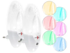 Titelseite 22 Lunartec Farbwechsel Nachtlicht:2er-Set LED-Nachtlichter Mit Regenbogen-Effekt Und Dämmerungssensor