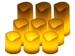 PEARL Echtwachskerzen:9er-Set LED-Kerzen Mit Echtwachs-Mantel Und Flacker-Flamme