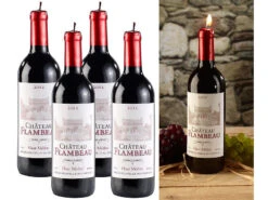 Britesta Kerzen-Flasche:4er-Set Dekorative Wachskerze In Authentischer Weinflaschenform, 29 Cm