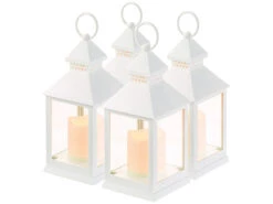 Lunartec Grablichter:4er Pack Laterne Mit Flackernder LED-Kerze Und Timer, Batteriebetrieb -Lunartec Shop nx1766 7